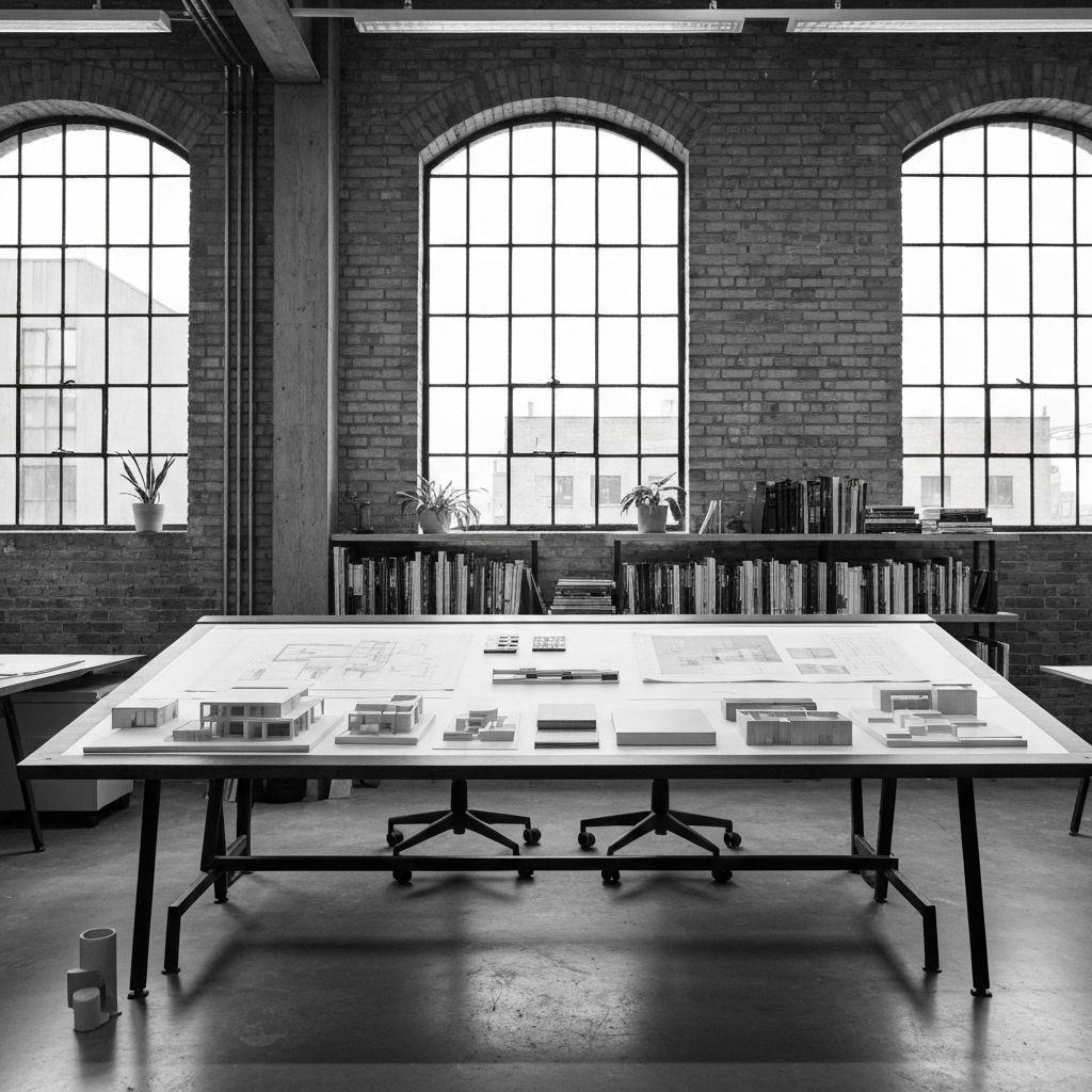 Pracownia architektoniczna z makietami projektowymi